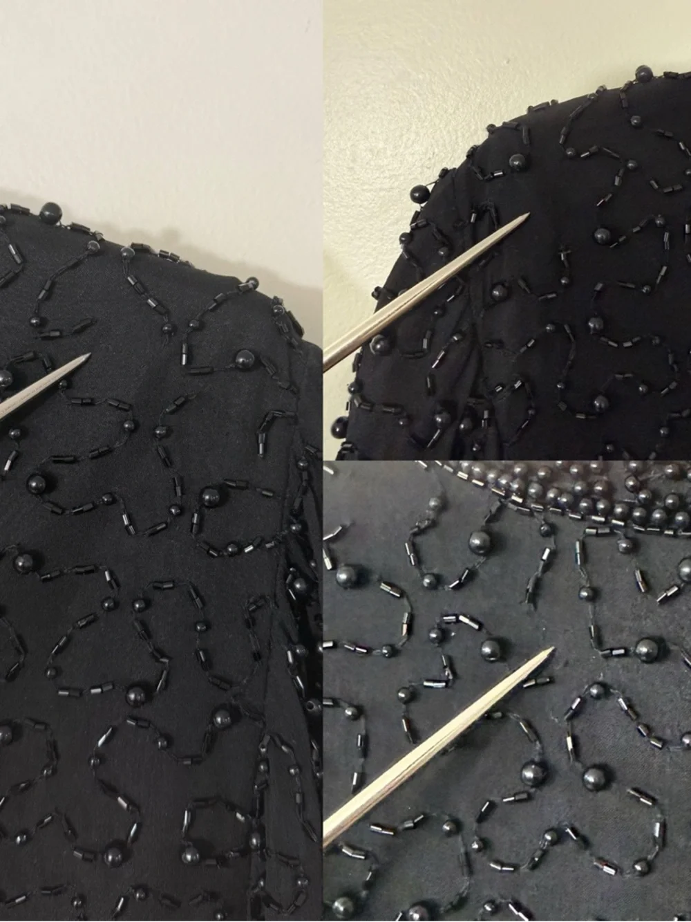 COTE D’AZUR EVENING BEADED SILK EVENING JACKET BLACK LARGE - Picture 14 of 14